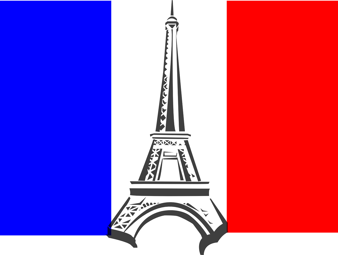 The french flag with a drawing of the Eiffel Tower