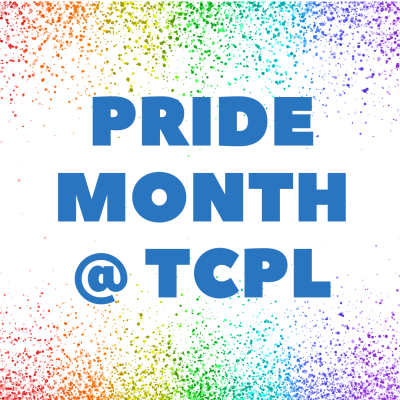 Pride Month at TCPL logo on white background with rainbow glitter