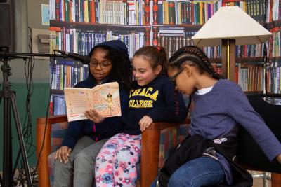 Girls reading at READATHON