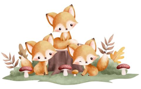 baby foxes in fall