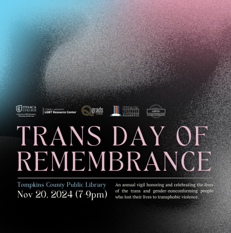 Text that says Trans Day of Remembrance in pink on a black background